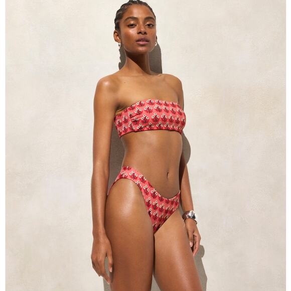 J.Crew Classic Sculpt Sunny Bikini Bottom WMNS S Coral Floral High-Cut Mid Rise - Picture 1 of 9